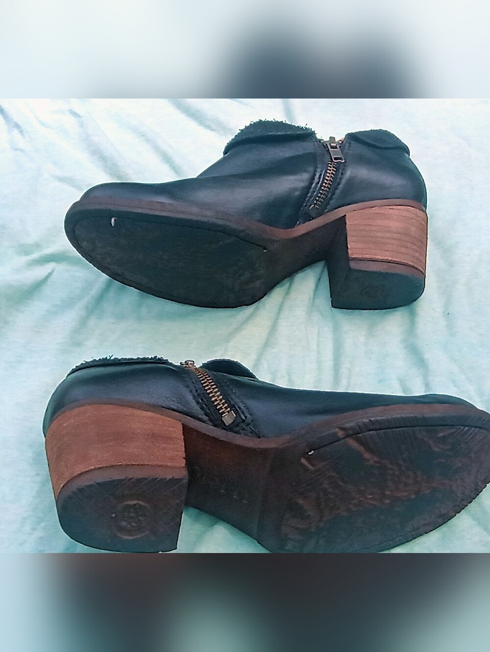 Born Ankle Boots Women's Blk Leather Low Heeled Sz 6